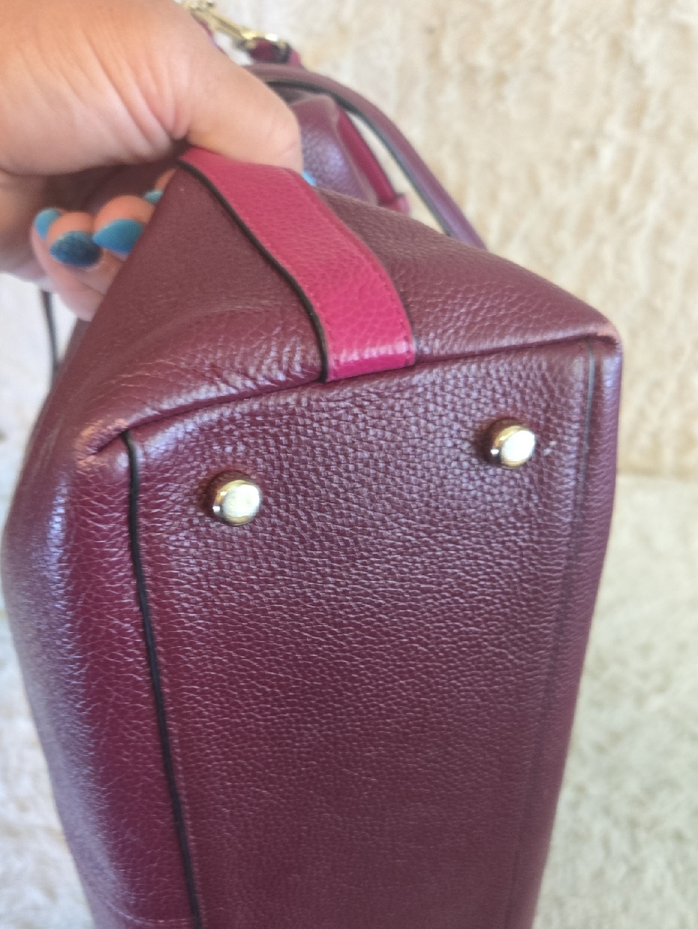 COACH Burgundy Leather Tote with Gold Hardware EUC - Picture 7 of 12
